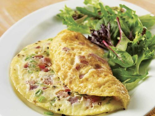 Smorrebrod Omelette Plain, Vegetable, Jam, Veal Bacon